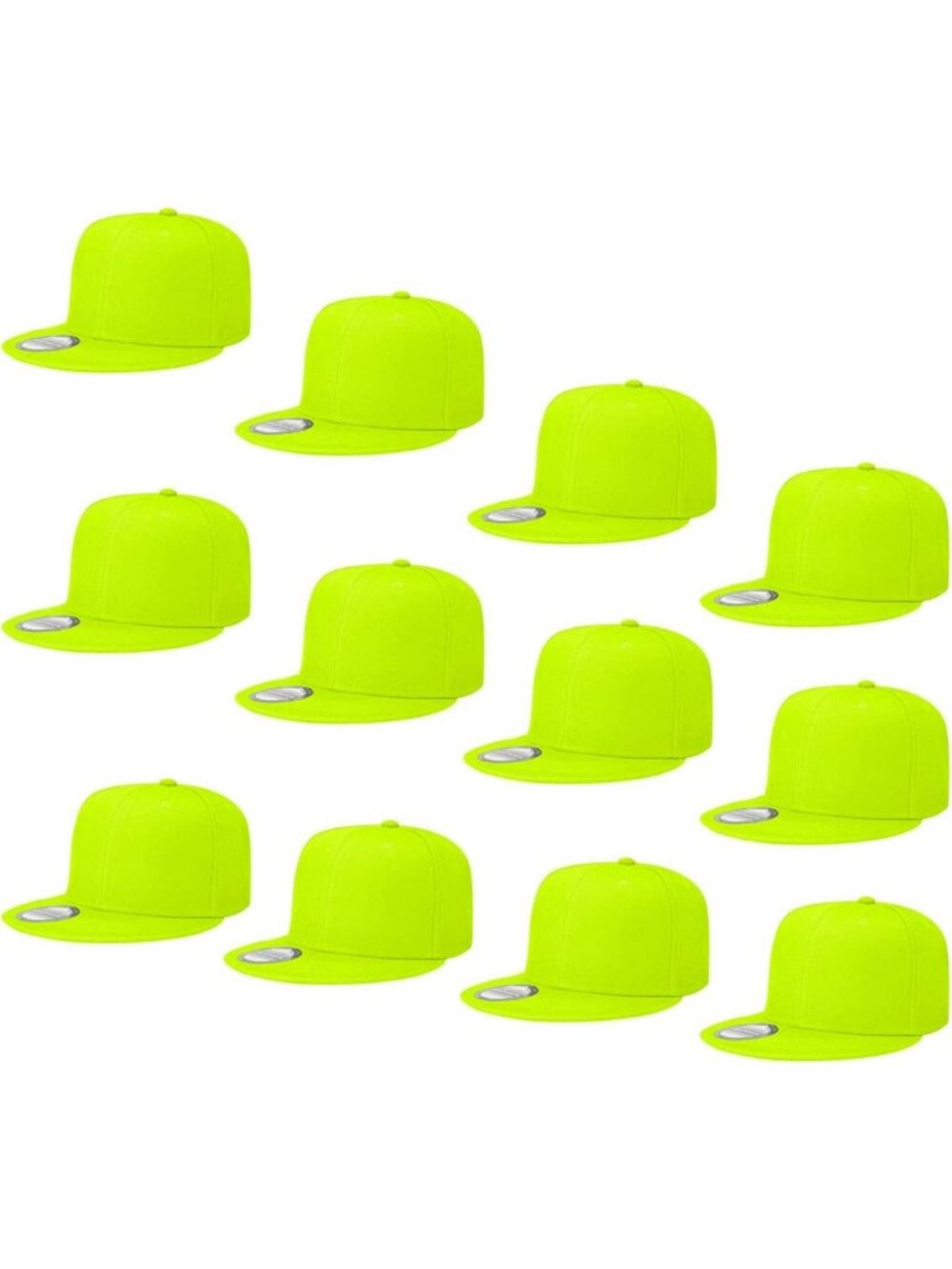 12 Pack Snapback Hats - Hip Hop Flat Bill Caps, Adjustable Solid Colors, Unisex
